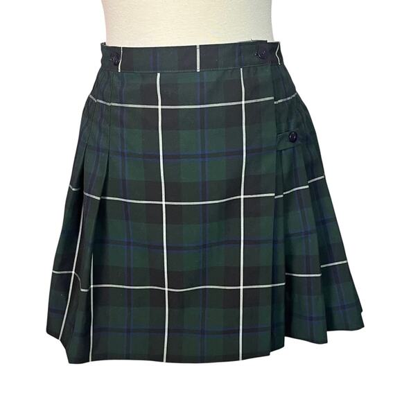 Pleated Mini Skirt Green Plaid Clueless Prep Academia Y2K Short Kilt Schoolgirl - Picture 1 of 7